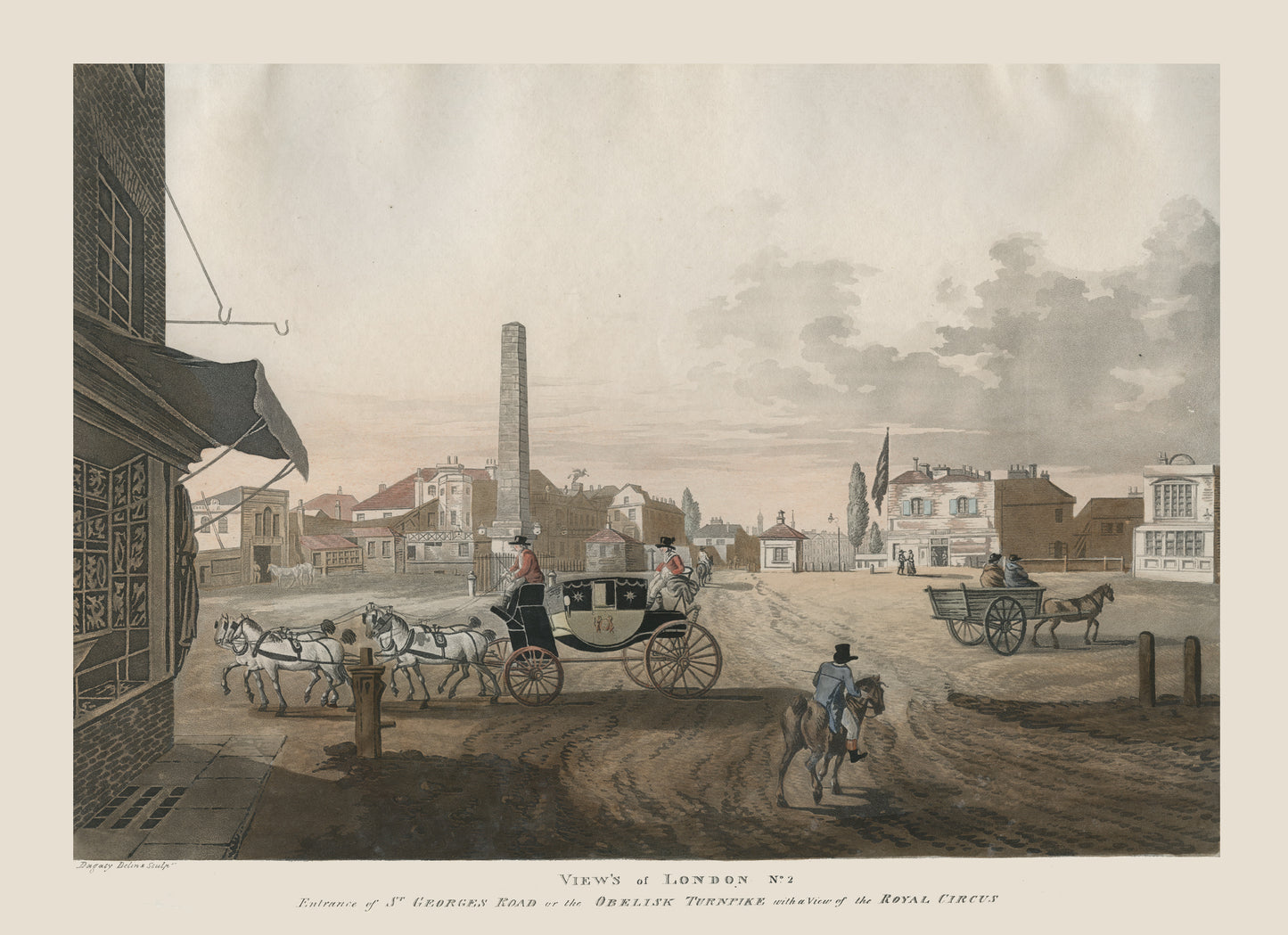 No.12 Obelisk Turnpike Mounted Print