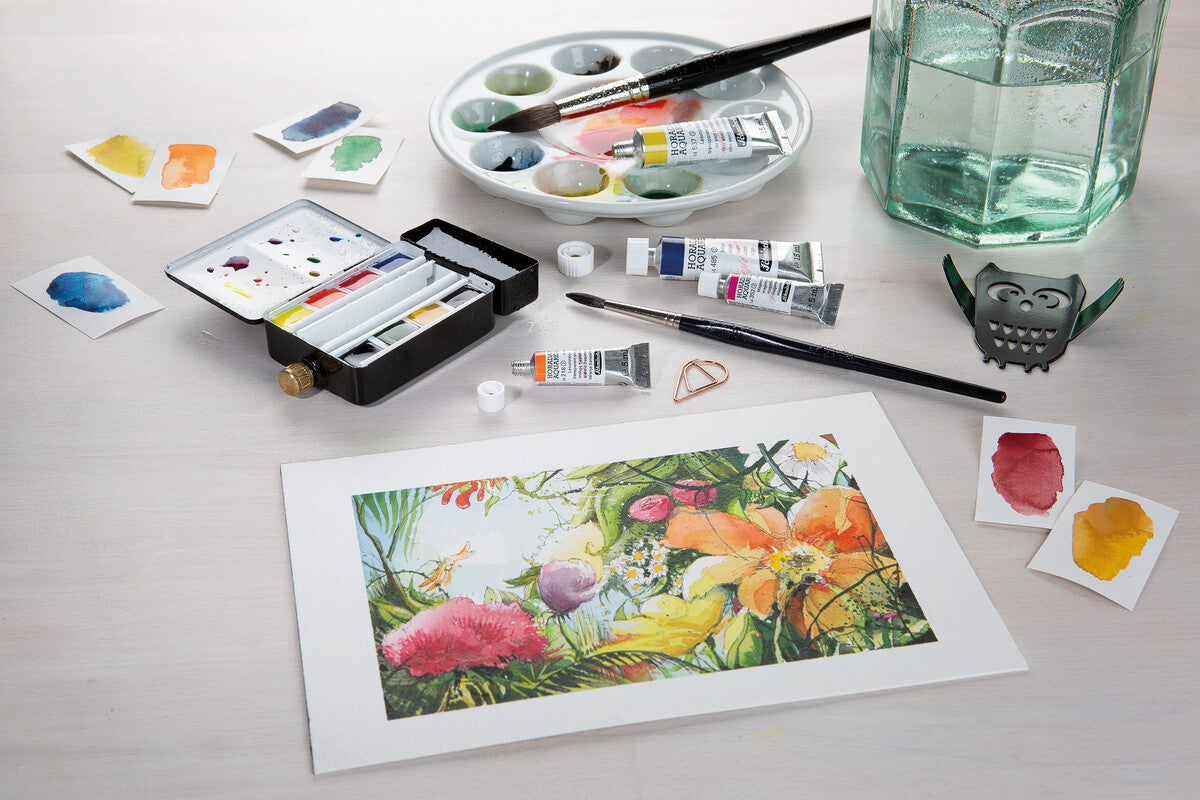 HORADAM Aquarell Set 8 x Half Pans + Water Container