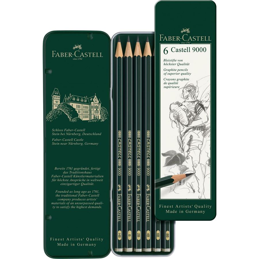 Faber Castell 9000 Graphite Pencil Set of 6