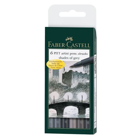 PITT Pen Brush Wallet of 6 Grey