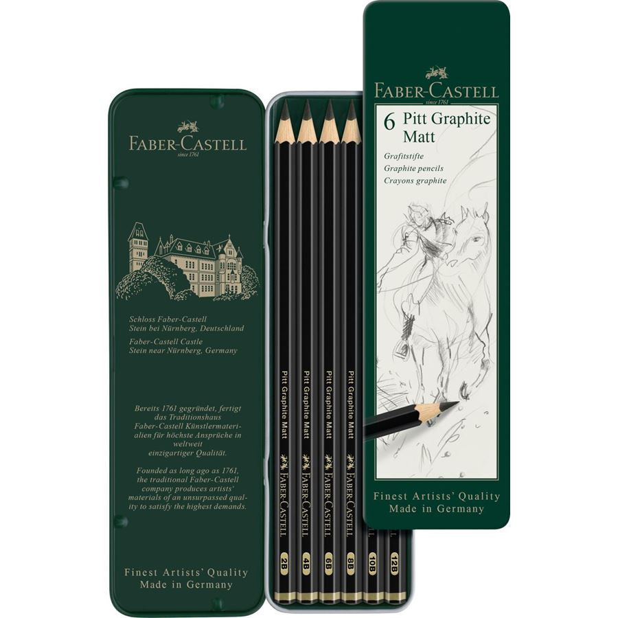 Pitt Graphite Matt Tin of 6 Pencils