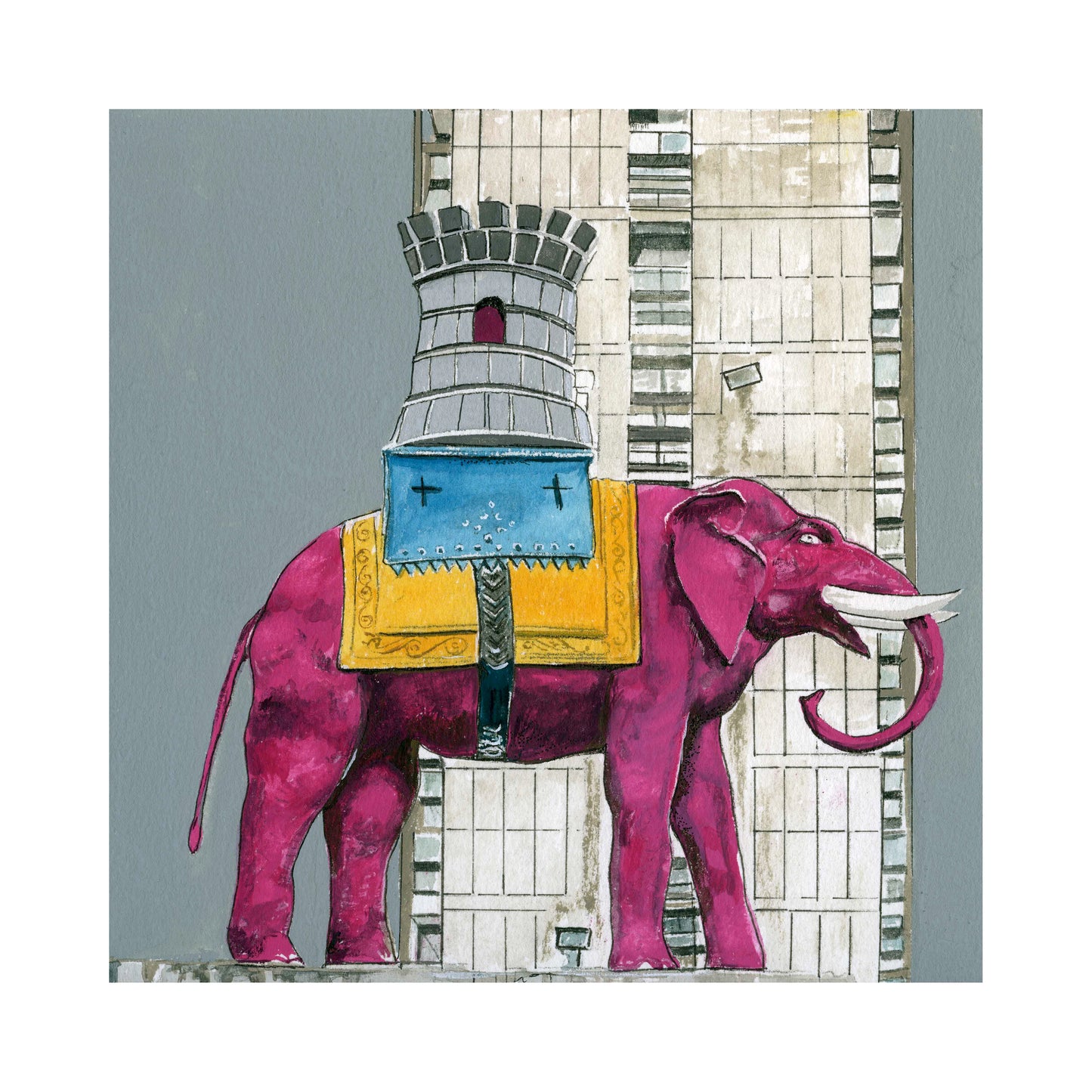 Elephant & Castle, Pink Elephant Print
