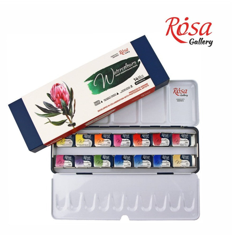 Rosa Gallery Artist's Watercolour Botanical Set of 14