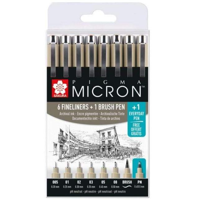 Sakura Micron 7 Pens + PN Pen Set (Special Offer)