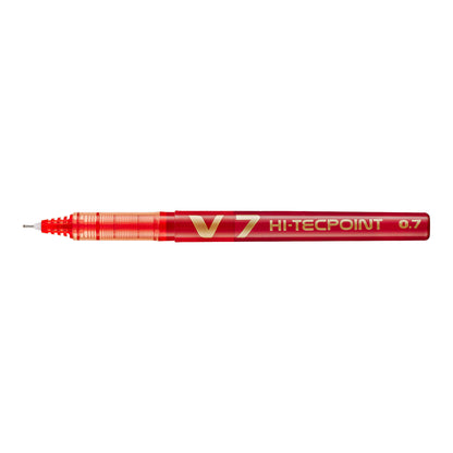 Bolígrafos Pilot V7 Hi-Tecpoint - Pack De 3, Tinta Líquida Roja, Punta 0.7 Mm, Escritura Suave