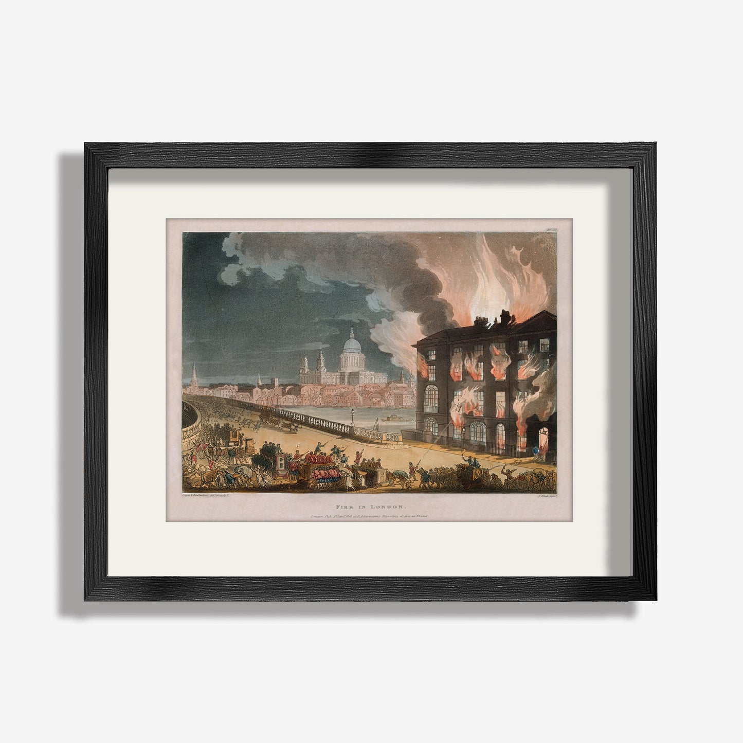 Fire in London Mounted Print