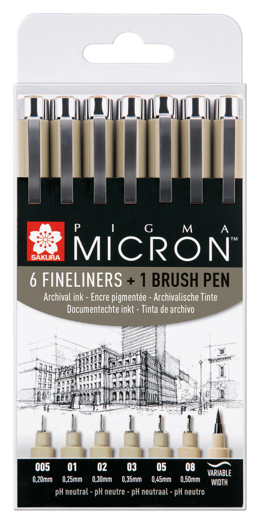 Sakura Pigma Micron Pen 6 + 1 Set