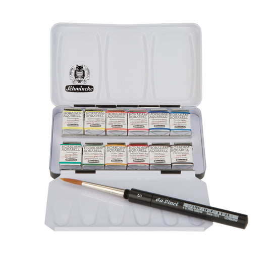 HORADAM Aquarell Set 12 x Half Pans + Brush