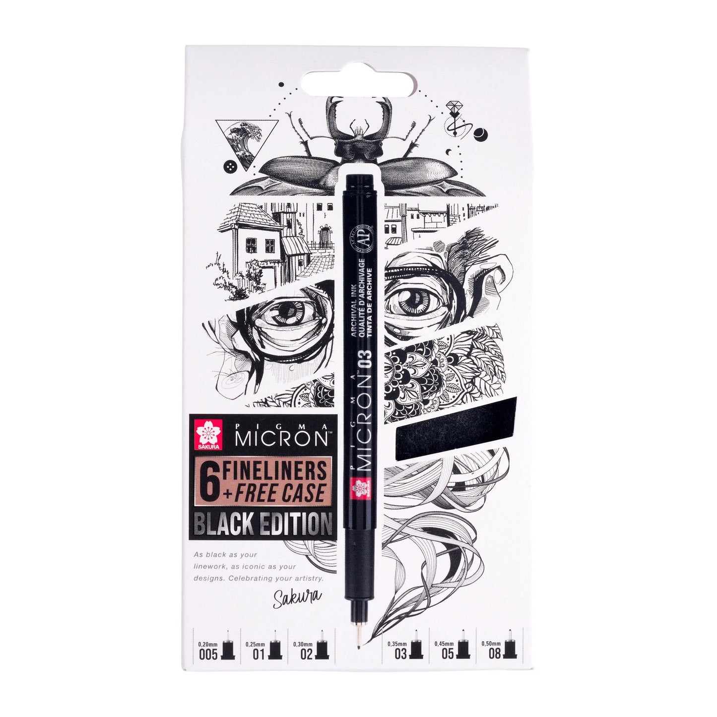 Pigma Micron Black Edition Set + Free Pen Case (special offer)