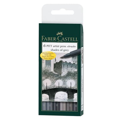 PITT Pen Brush Wallet of 6 Grey