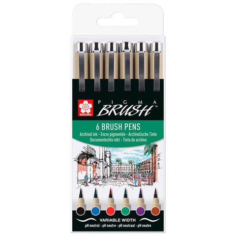 Sakura Pigma Brush Pen Set of 6