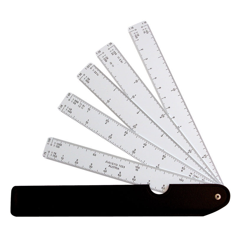 Salmo Fan Ruler Aristo Fan Ruler with Reduction Scales – The Southbank Art Company